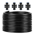 Snowtaros 50FT 1/2 Drip Irrigation Tubing with 4 Packs 4-Way Quick Coupler Push-to-Connect Fittings for Garden Watering System for Raised Beds Garden Greenhouse Lawn