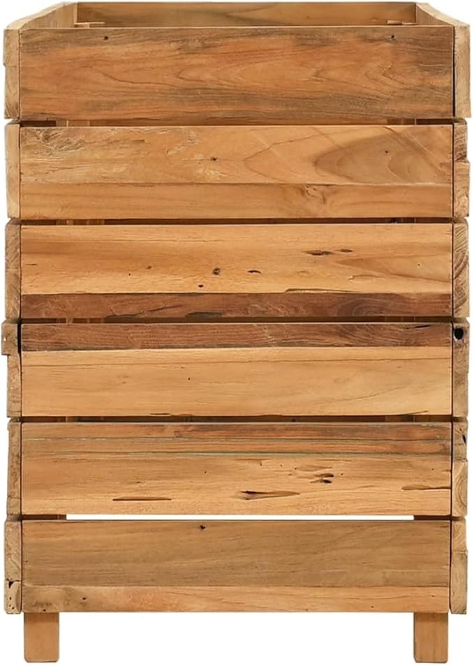 Wooden Raised Bed Planter Box for Flowers/Vegetables/Herbs in Backyard/Patio Outdoor 39.4x15.7x21.7 Recycled Teak Wood and Steel-623