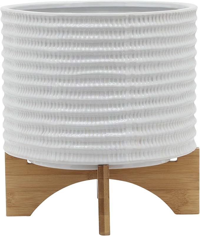 Generic 10 Textured Planter W Stand White