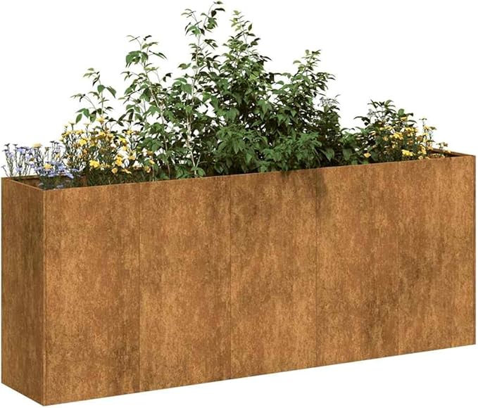 78.7 Steel Raised Garden Bed 31.5 H Outdoor Planter Rust Patina Open Bottom