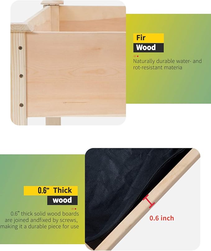 Raised Garden Bed Elevated Wood Planter Box Outdoor and Indoor Planter Box 49Lx24Wx29H Patio Garden Grow Bed for Vegetable Flower