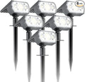 6 Packs Solar Spot Lights Outdoor 64 LED 6500K Solar Lights Outdoor IP67 Waterproof Adjustable Brightness Dusk to Dawn Solar Spotlights for Garden Yard Lawn Walkway Driveway - Cool Daylight