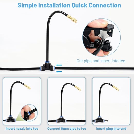360° Adjustable Drip Irrigation System - Compatible 1/4 Irrigation System 50FT Garden Watering Atomizing System with 15 Nozzles Greenhouse Accessories for Yard Lawn Plants Garden