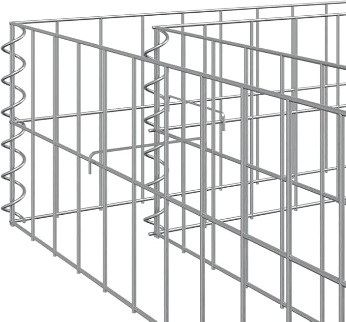Gabion Raised Bed Silver Galvanized Steel Extra Large 236.2x39.4x7.9 Inch Rectangular Outdoor Planter for Garden and Patio