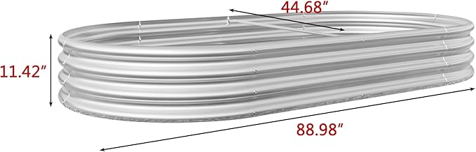 Raised Garden Bed Outdoor Patio Oval Galvanized Planter Raised Garden Bed for Outdoor Gardening Large Metal Garden Box for Plants Vegetables Flowers Silver