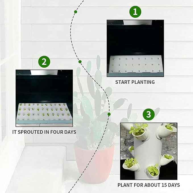 Hydroponics Growing System 25 Pods Hydroponics Tower with LED Grow Light Vertical Garden Planter Plant Germination Kit Aeroponics Growing Kit with Hydrating Pump Adapter