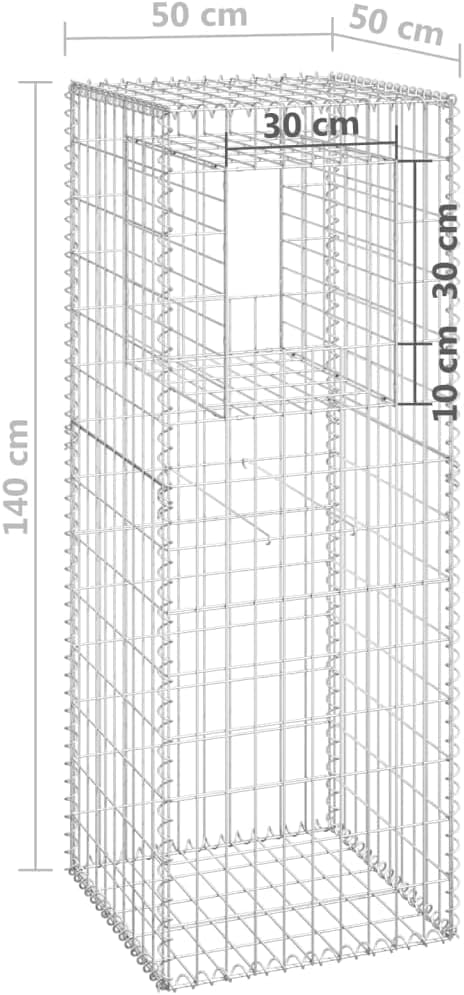 Gabion Basket Post Galvanized Steel Planter Raised BedGabion Raised Bed to Fill with Rocks or Gravel 19.7x19.7x55.1 Iron -AA