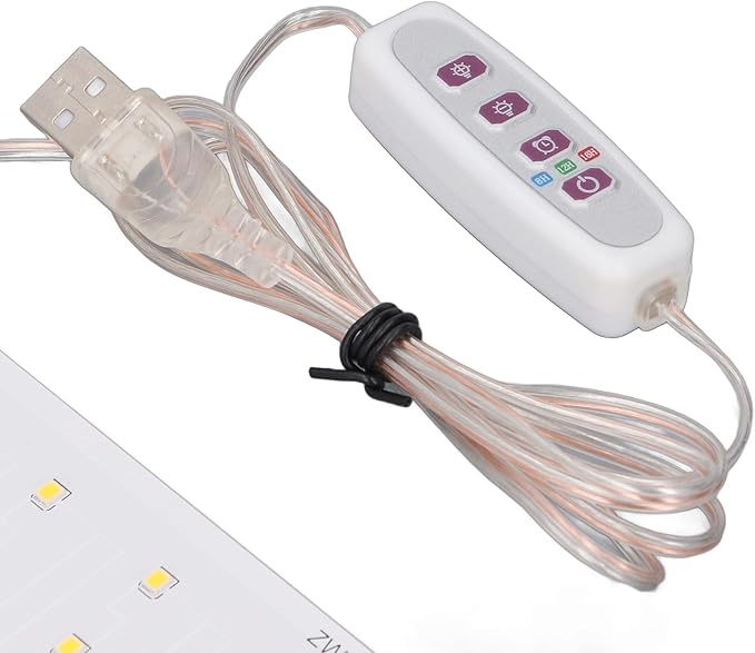 Focket LED Plant Grow Light Full Spectrum Adjustable Brightness with 8H 12H 16H Timer for Greenhouses Bookcases Cabinets (3 Head)