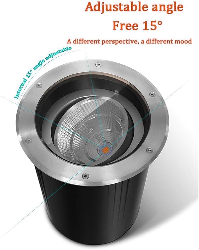 Outdoor Buried Lights - LED Landscape Lights 15° Adjustable Angle Buried Lights IP67 Waterproof High Brightness Round Embedded Ground Spotlight for GardensBlue-5W