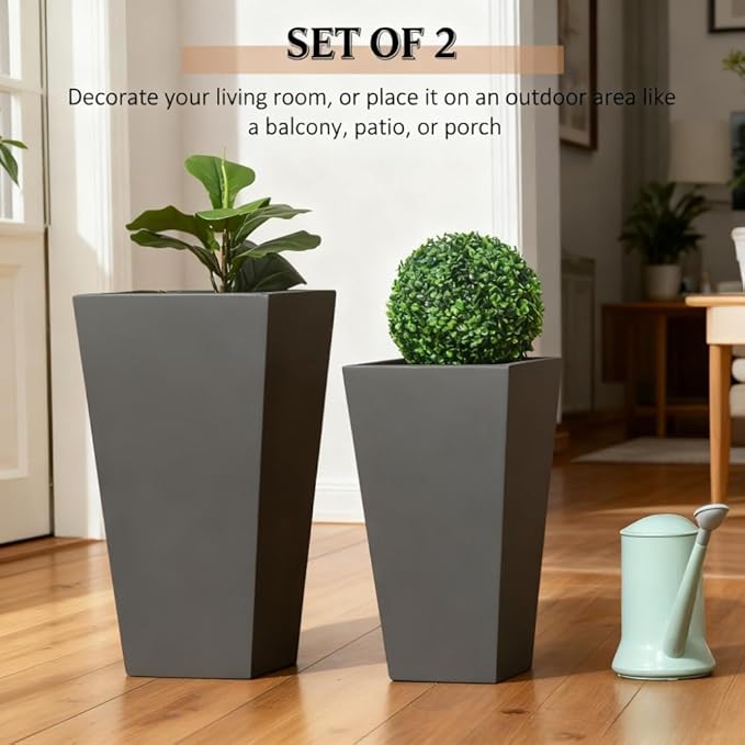 Stackable Plant Pot2 Pack Outdoor Planter SetFlower Pots with Drainage Holesfor PorchEntrywayPatioYardGarden