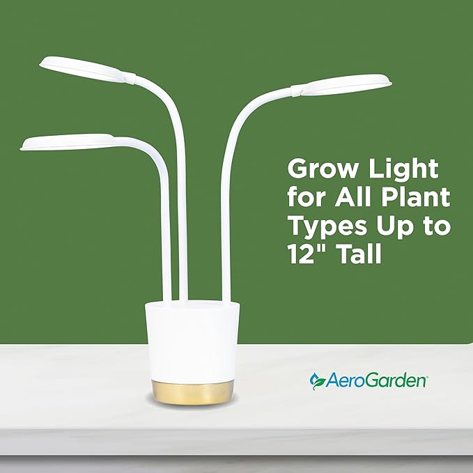 AeroGarden Trio Grow Light for Indoor Plants Grow Live Plants Anywhere in The Home Adjustable Light Modes Cream