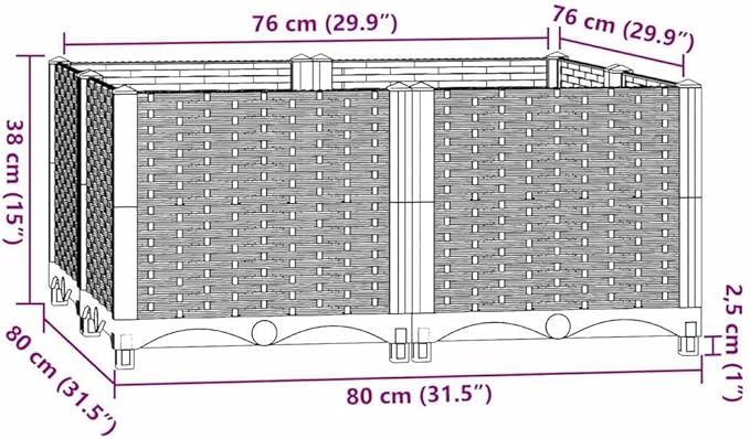 Raised Bed Brown Polypropylene Medium Raised Bed Square Gardening Pots &amp Planters 316525