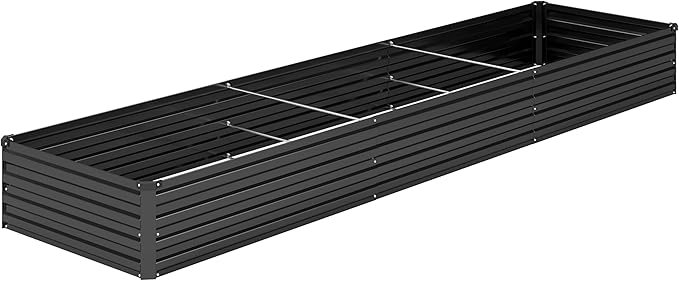 12x2x1FT Galvanized Raised Garden Bed KitVegetable Boxes-Rectangle Metal Flower BoxLarge Planter Raised Beds Outdoor Garden for PlantingFruitHerb-Black
