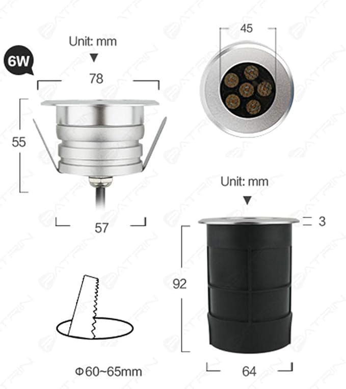 Recessed Underground Light - Outdoor Led Underground Light No Glare Landscape Lighting Spotlight Ip67 Waterproof Garden Lights Led Decking Lights Apply to Stairs TER-White Light-6W