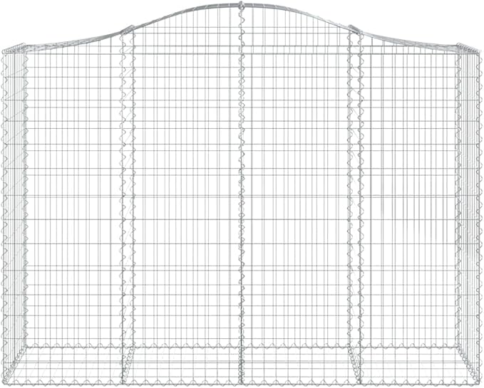 Two-Pack 78.7 x 78.7 x 63 in Silver Galvanized Iron Gabion Basket Set Modern Industrial Outdoor Planter Box Holds Stones Plants for Garden Patio Terrace