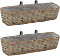 Balcony Planter 2 pcs Planter Boxes Patio planters Raised Flower Bed Horse Trough planters Suitable for Orchard Corridor Nursery Courtyard Wicker with PE Lining 23.6