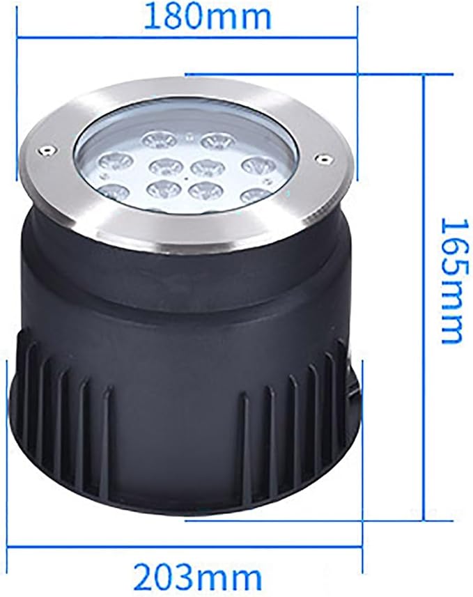 Outdoor Landscape Lights - LED Underground LightRound Recessed Spotlight IP65 Waterproof Tempered Glass Floor Light Garden Street Courtyard Ground DecorativeWhite-12W