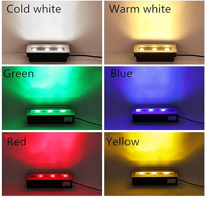 Rectangle Underground Light - Outdoor Recessed LED Spotlight AC85-110V Recessed Wall Light for Stairs IP66 Waterproof Garden LED Buried Light for Pathway Patio Driveway Stair ing (Color (White