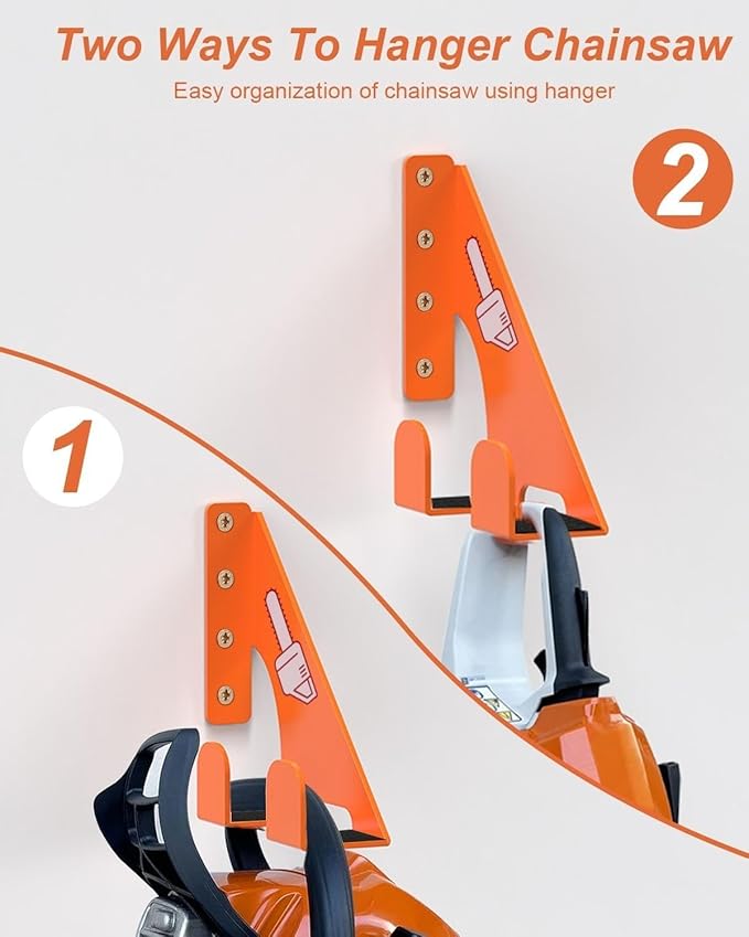 Chainsaw Holder -4 Pack- 180LB Heavy-Duty Alloy Steel Wall Mount Set Chainsaw Accessories Universal Fit for Stihl Husqvarna Echo Saws Rust-Proof &amp Space-Saving Design (Garage Workshop)
