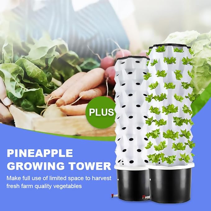 Hydroponics Growing System 6/8/10 Floor Vertical Hydroponics Tower with 100L Water Tank Aeroponics Growing Kit Smart Garden Planter Germination Kit Hydrating Pu