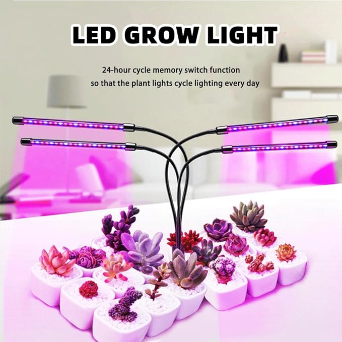 Grow Light Plant Lights for Indoor Plants2 Heads LED Grow Light with Full Spectrum &amp Red Blue Purple Spectrum for Indoor Plant Growing Lamp3/9/12H Timer 10 Dimmable Levels (Both-Head)