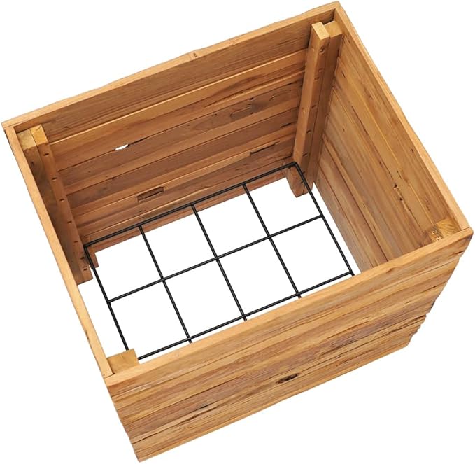 Wooden Raised Bed with a Steel Rack Recycled Teak Raised Planter Garden Box with Legs Wood Raised Garden Bed Planter for Vegetables Grass Lawn Yard 19.7x15.7x21.7 -AA