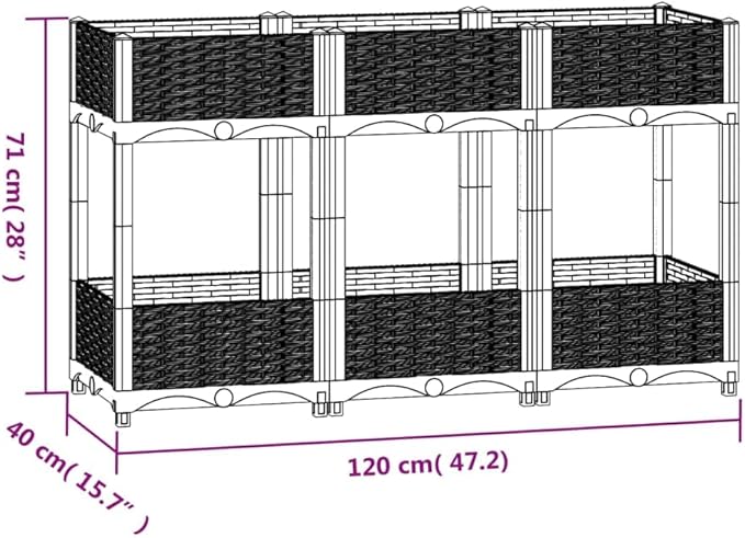 SKM Raised Bed 120x40x71 cm Polypropylene (Weight-18KG)-0407