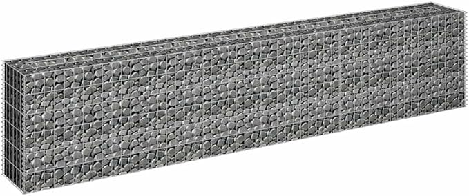 Gabion Raised Bed Silver Galvanized Steel Outdoor Plant Pot Herb Planter for Patio Lawn 106.3 x 11.8 x 23.6 in