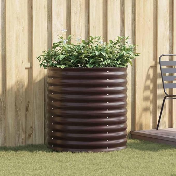 Metal Steel Garden Raised Bed for Gardening Metal Planter Box for Vegetables Fruits Flowers Easy Assembly 31.5x31.5x31.9 Brown -716