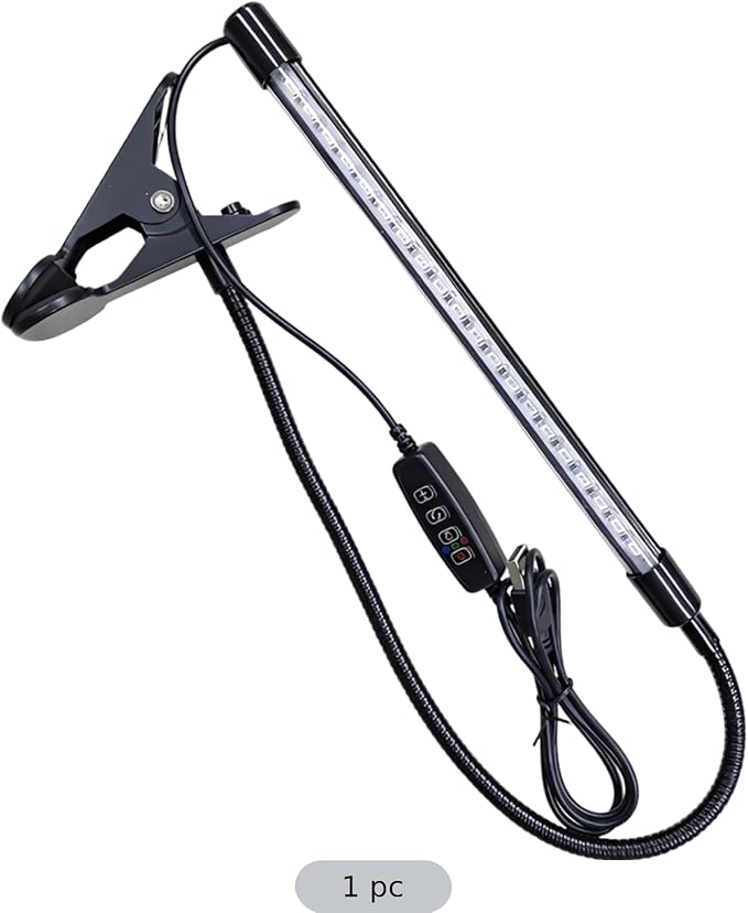 Black Led Grow Light with Timer Full Spectrum Clip On Dimmable USB Powered for Indoor Plants