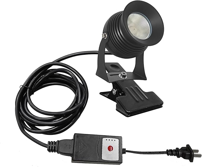 Kiven IP65 Waterproof LED Landscape Clamp Light Black Decorative Spotlight Lamp with Plug-in Cord and Timer for Indoor Outdoor Yard Step Statue Mini LED Lawn Light (7W Cool White)