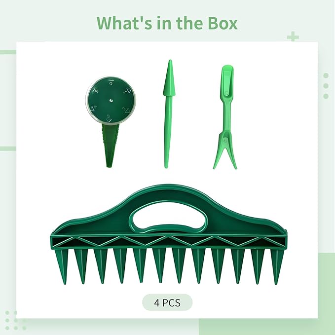Seed Spreader Tool Set (4 Pcs) Precision Seed Sower With Fork &amp Pointed Tools For Garden Planting And Tilling