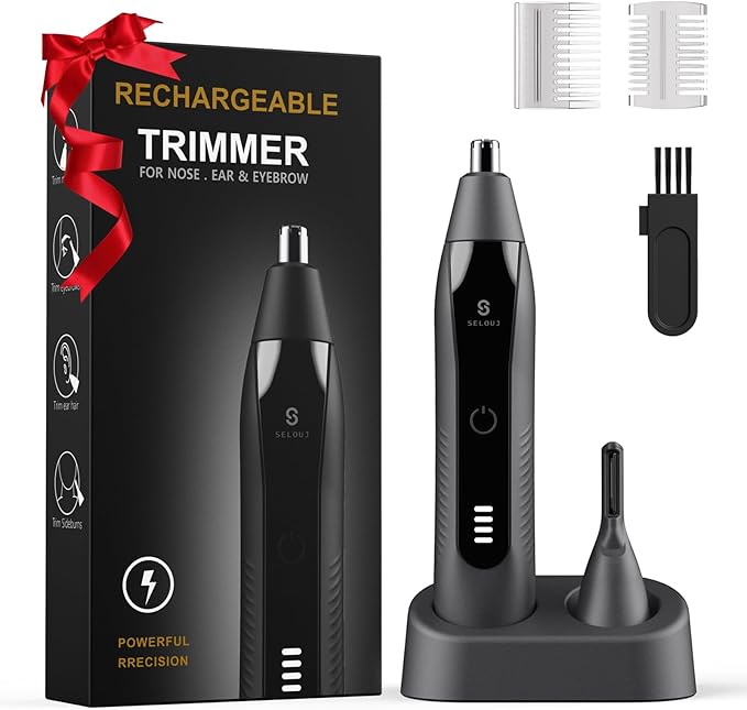 Ear and Nose Hair Trimmer for Men 2025 Professional Painless USB Rechargeable Eyebrow &amp Facial Electric Hair Trimmer for Men Women Powerful Motor Dual Edge Blades IPX7 Waterproof Cool Gray