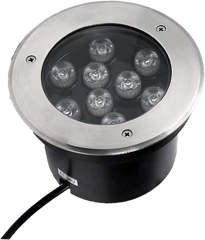 Recessed LED Buried Lamp IP67 Waterproof Outdoor Landscape Lights AC85-265V Low Voltage Stainless Steel Round Spotlight for Villa Patio Lawn LightingBlue Light 12 W