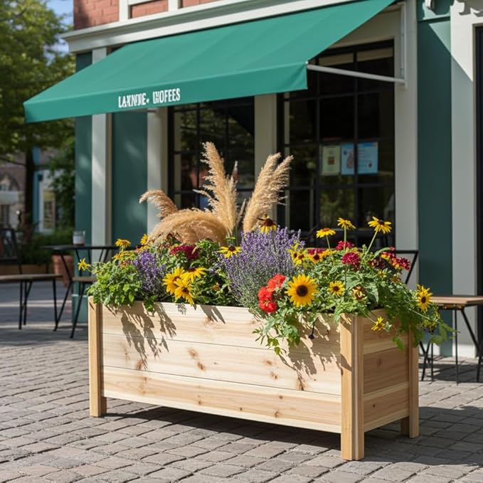 Tall Cedar Raised Garden Planter Box with Legs – Elevated Design for Comfortable Gardening Custom Sizes for Home Patio &amp Commercial Use (46 L x 16.5W x 25)