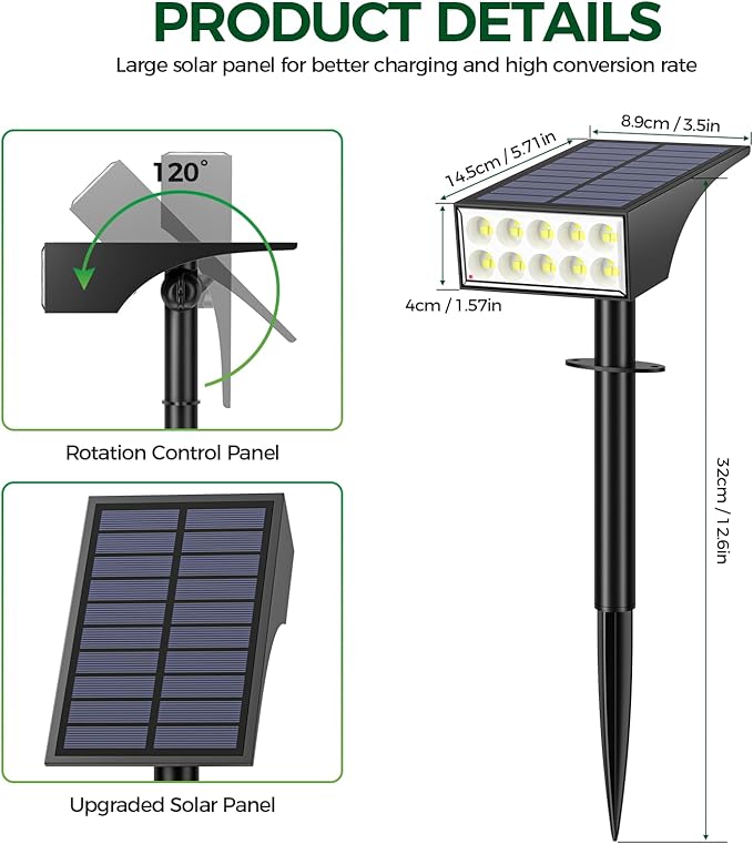 LANSOW Solar Spot Lights Solar Landscape Lights 30LED Cool White 2 Pack