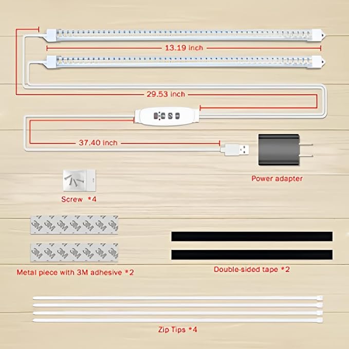 LED Plant Grow Light Strip Full Spectrum Indoor Plant Grow Light with Auto On/Off 3H/9H/12H Timer 192 LEDs / 4 Levels Dimmable for Hydroponics Seedlings Succulents etc. (4 Pack)