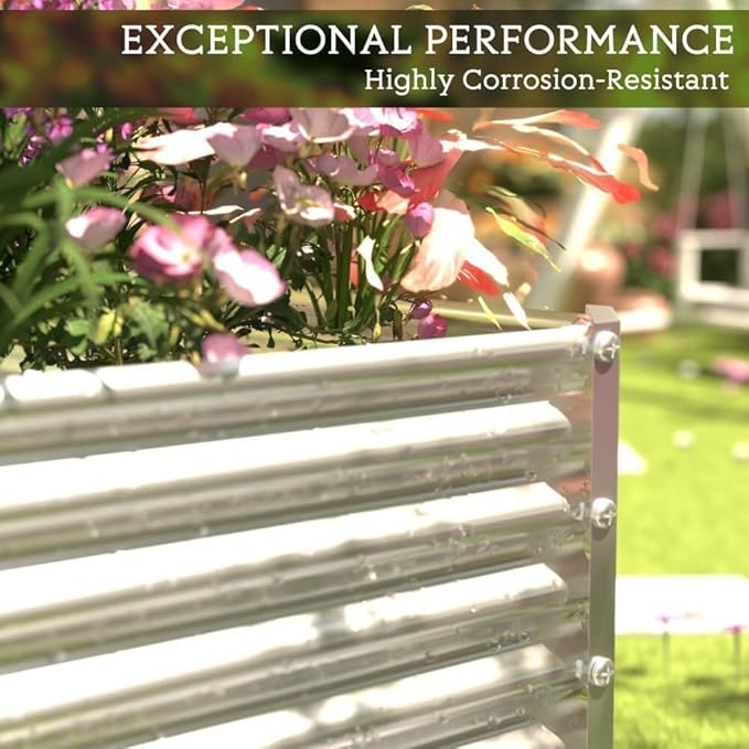 FRIZIONE 2pcs Tall 6x3x1.5ft Galvanized Raised Garden Bed OutdoorSteel Garden Bed for VegetablesAbove Ground Garden Box for FlowerMetal Raised Beds for Gardening
