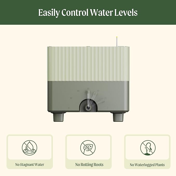 Vego garden EZCube Self Watering Planter Box Outdoor Raised Garden Bed with Water Gauge for Balcony Rooftop Patio Backyard 21 x 48 Sage Green