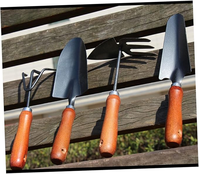SUPVOX 4pcs Mini Paint Spatula Garden Tool Set Wooden Handle Planting Tool for Gardening