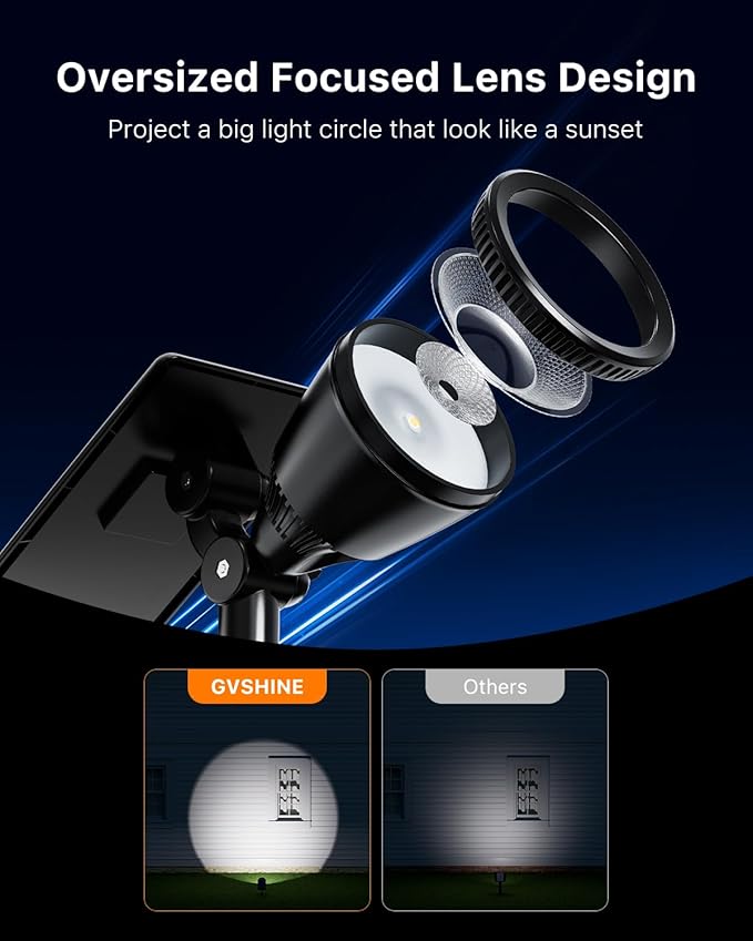 4 Pack Solar Powered Spotlights Outdoor Waterproof for Tree Flag House Ground Landscape Bright Sunset Spot Lights for Outside Yard Garden Lawn Driveway with Adjustable Lamp &amp Panel Cool Whi