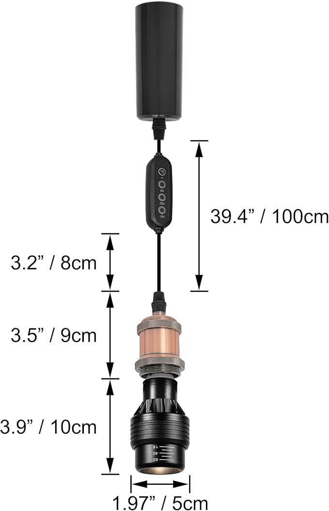 Adjustable Height J-Type Track Light Pendants 24 H Timer 4500K 10W LED Full Spectrum Red Bronze Industrial Porcelain Lamp Holder AUTO Plant Growing Lamp for Kitchen Island Green House