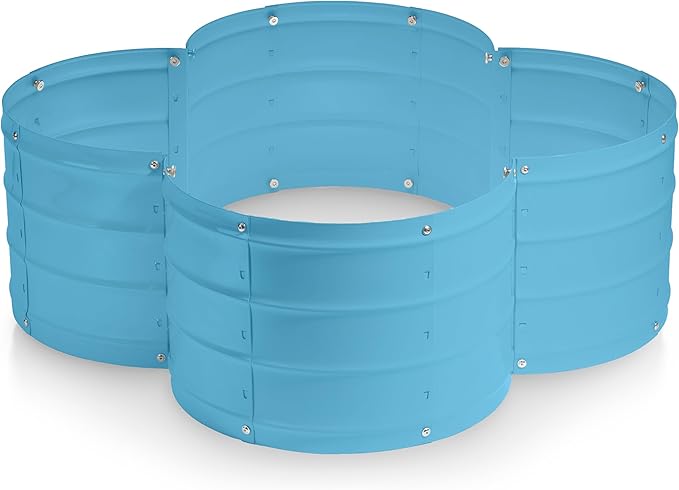 Plant &amp Plot Galvanized Raised Garden Beds Outdoor // 3×3×1 ft Planter Raised Beds for Gardening Vegetables Flowers // Large Metal Garden Box (Teal) // Patented Tool-Free Design