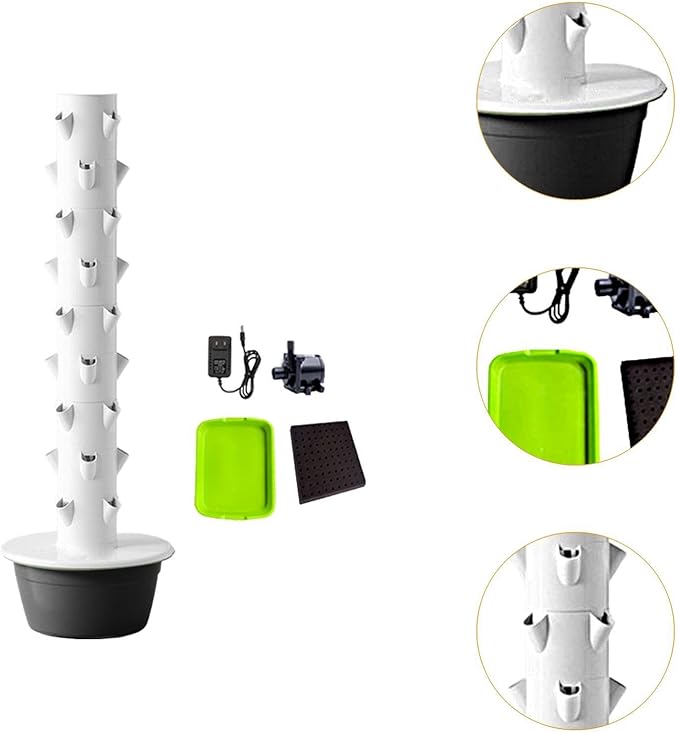 Hydroponics Growing System Kit Hydroponic Tower Planting Tools with Pump High Yield Vertical Garden Planter for Vegetables Black L
