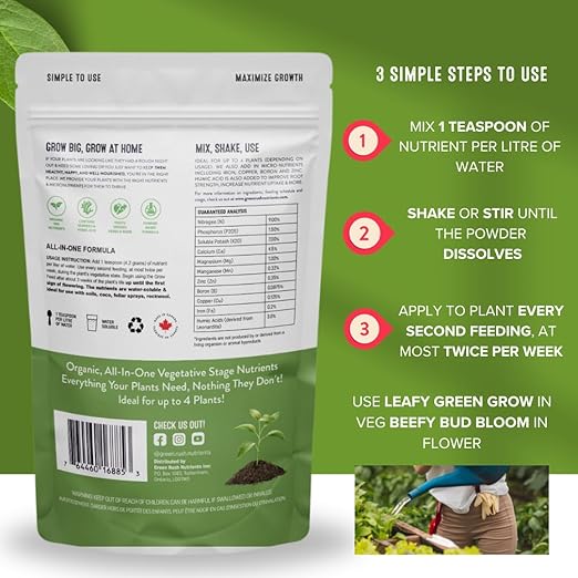 Organic Leafy Green Grow Plant Food Nutrient for Vegetative &amp Grow Stage Plants (1 kg)