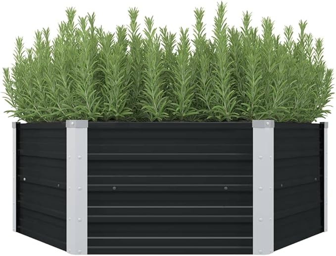 SKM Raised Garden Bed Anthracite 129x129x45 cm Galvanised Steel (Weight-5KG)