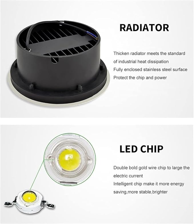 Recessed LED Fountain Light - Low Voltage IP68 Waterproof Underwater Spotlight for Pools &amp Landscapes (RGB 18W Cold White 24W)