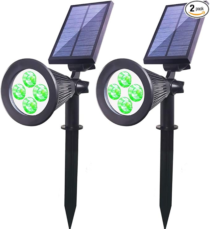 Clordeal Solar Lights Outdoor Waterproof 2 in 1 LED Landscape Lights 4 LED Solar Flag Pole Light Garden Pathway Yard Patio Lawn Decorative Lighting (Green)