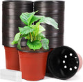 JERIA 200 Pack 6 Inch Plastic Nursery Pots Comewith Drainage Holes Seedling Flower Plant Container and Seed Starting Pots with 200 Pcs Labels