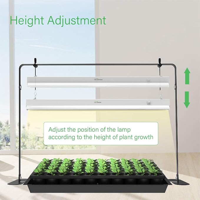 2ft Grow Light for Seed StartingLED Grow Lamp for Indoor PlantsSeedling Grow Light with StandSeed Starter Light Kit with Natural White SpectrumHeight AdjustableIron FrameTimer Outlet